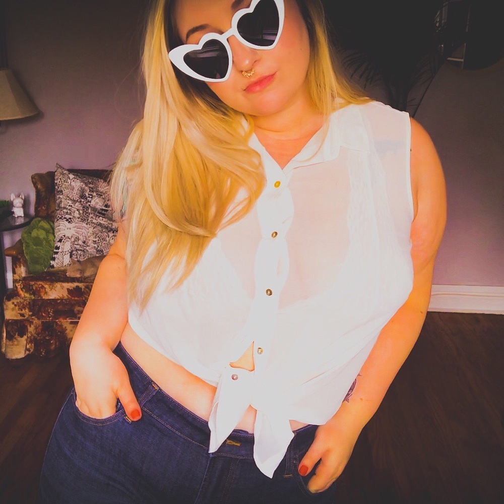 H&M White Button Up Tank